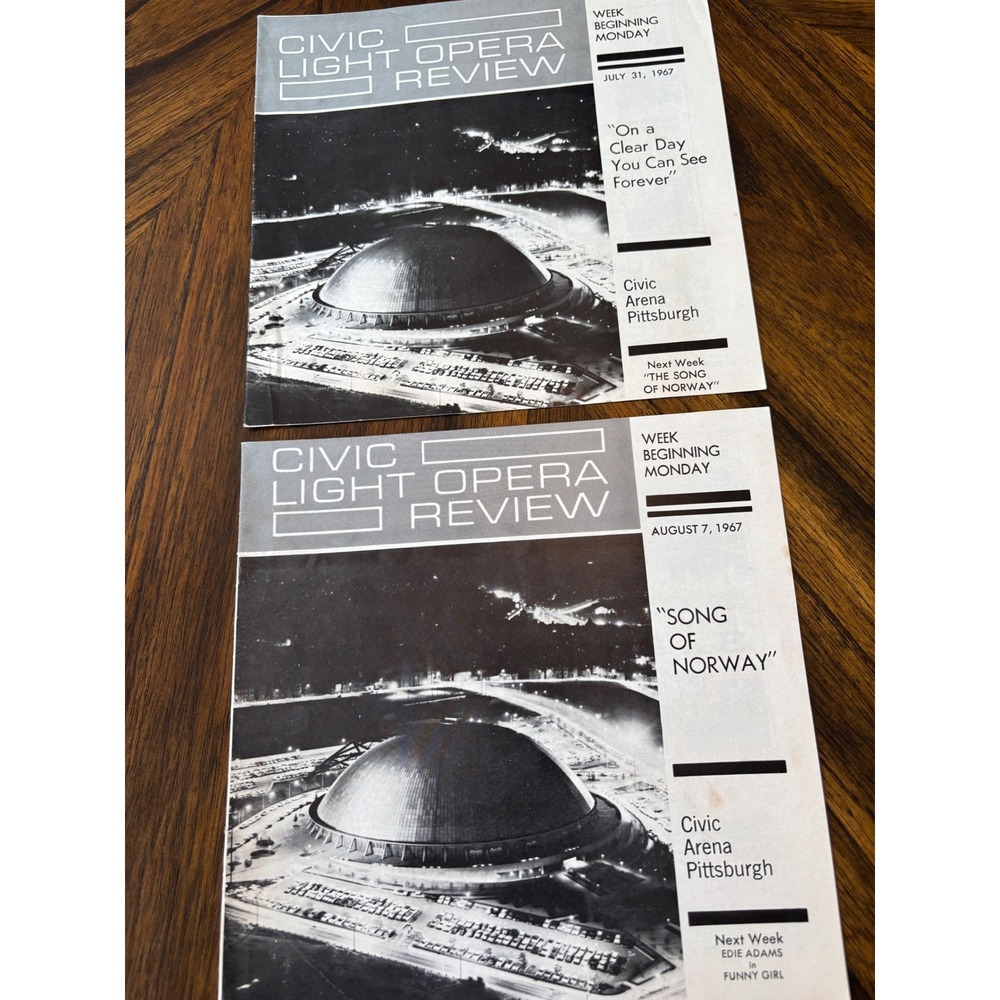 Vintage 1967 Civic Light Opera Review Programs‎ Pittsburgh Civic Arena Theater